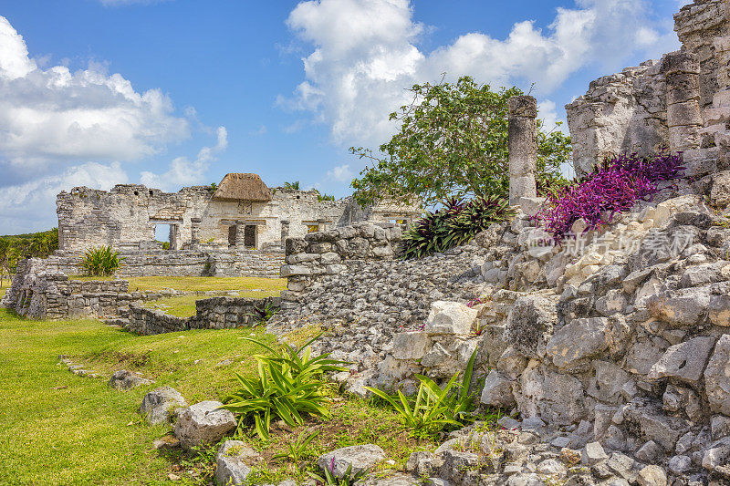 图伦有玛雅城墙的城市-墨西哥的大宫殿或圆柱屋遗址/ Yucatán半岛